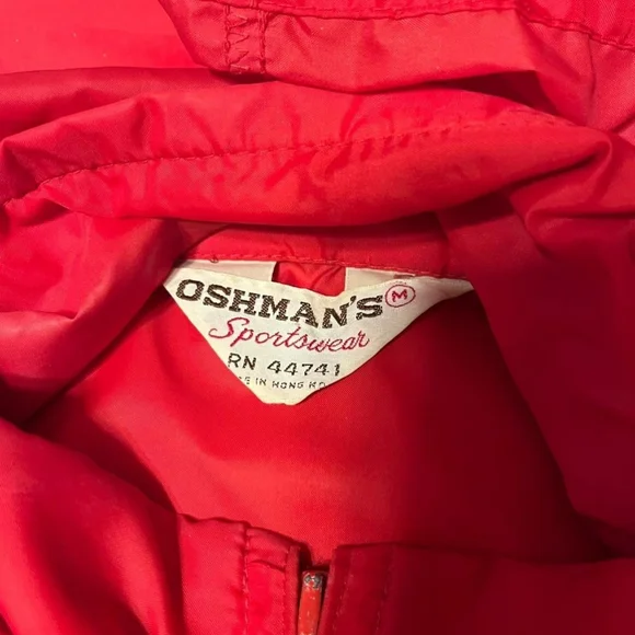 Vintage Oshman’s Sportswear Red Nylon Windbreaker Jacket Tauck Heli-Hiking Sz M - Picture 5 of 6